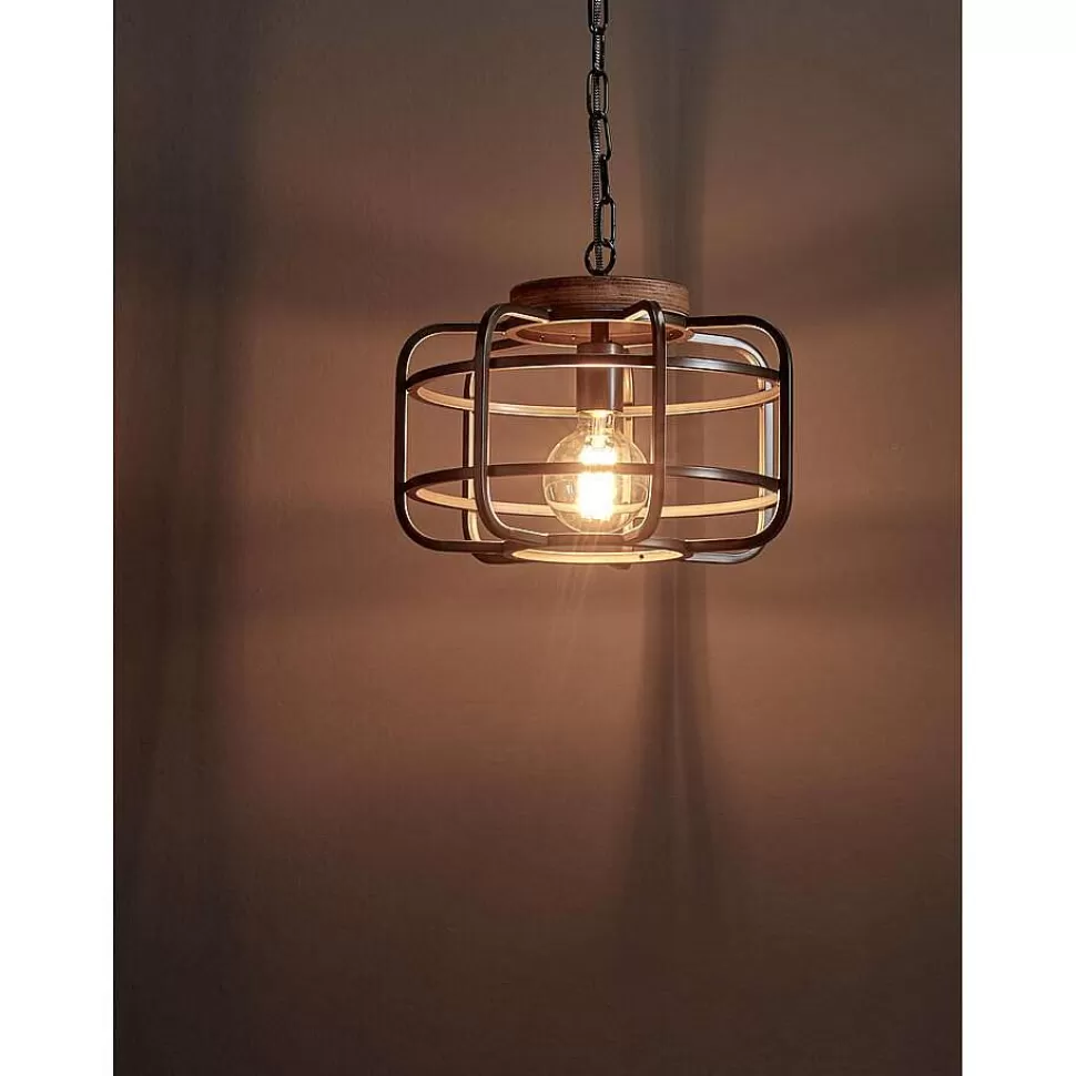 kwantum Hanglamp Wood 1-Lichts Zwart